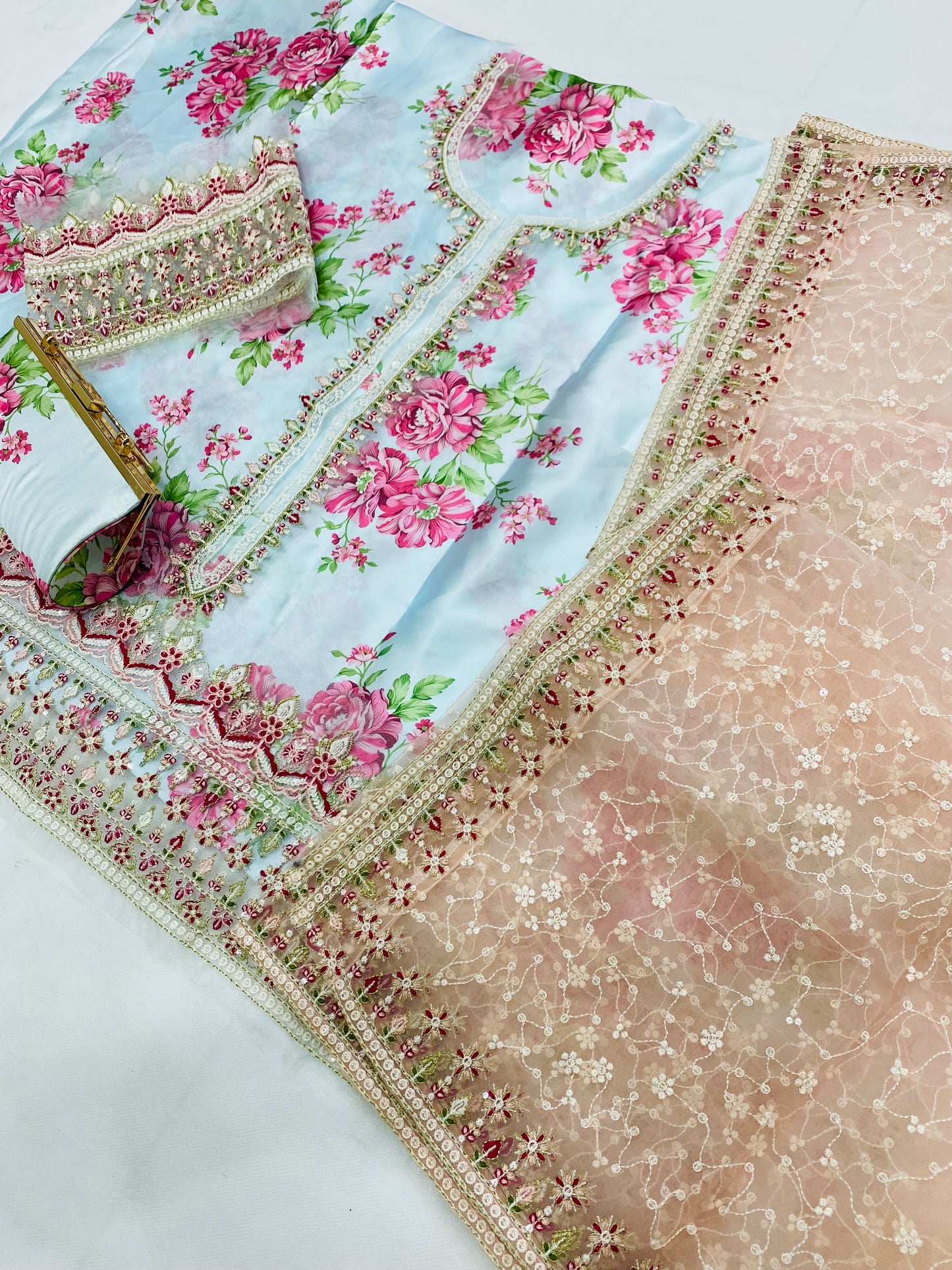 BATIK SKY PEACH LUXURY SILK DRESS