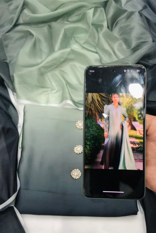 TIE N DIE GREEN BLACK SILK