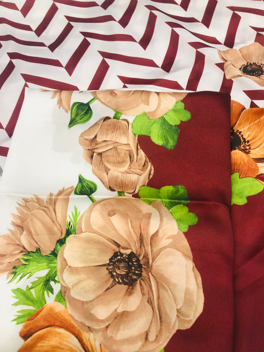 PREMIUM ZIGZAG MAHROON MULTI SILK