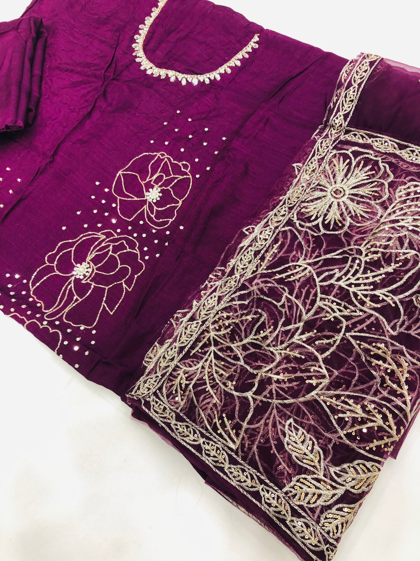 RAW SILK PURPLE HAND MADE