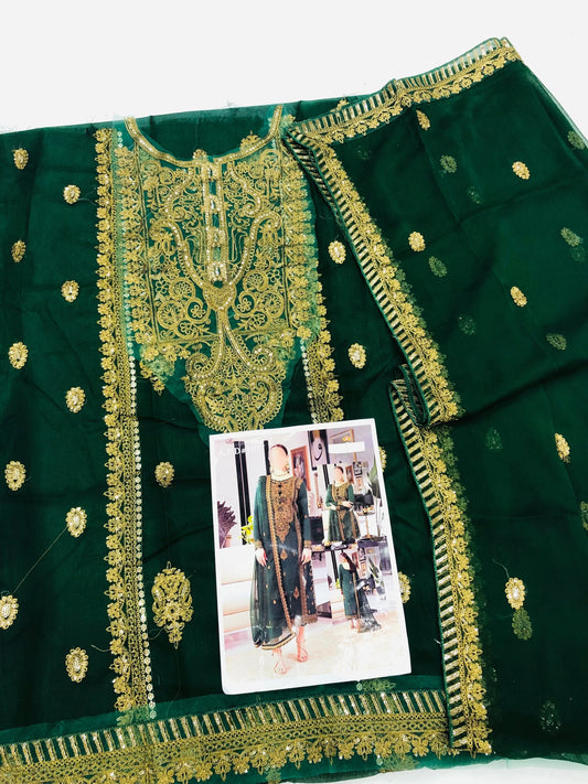 AJ BOTTLE GREEN SHAFOON - SR FABRICS