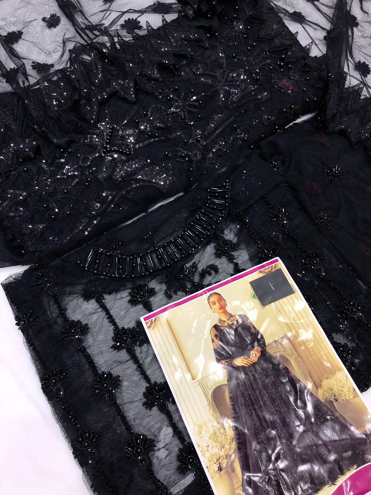 AKBER BLACK NET MAKSI - SR FABRICS