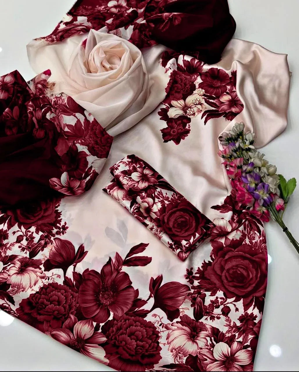 AL CHINA SILK MAHROON - SR FABRICS