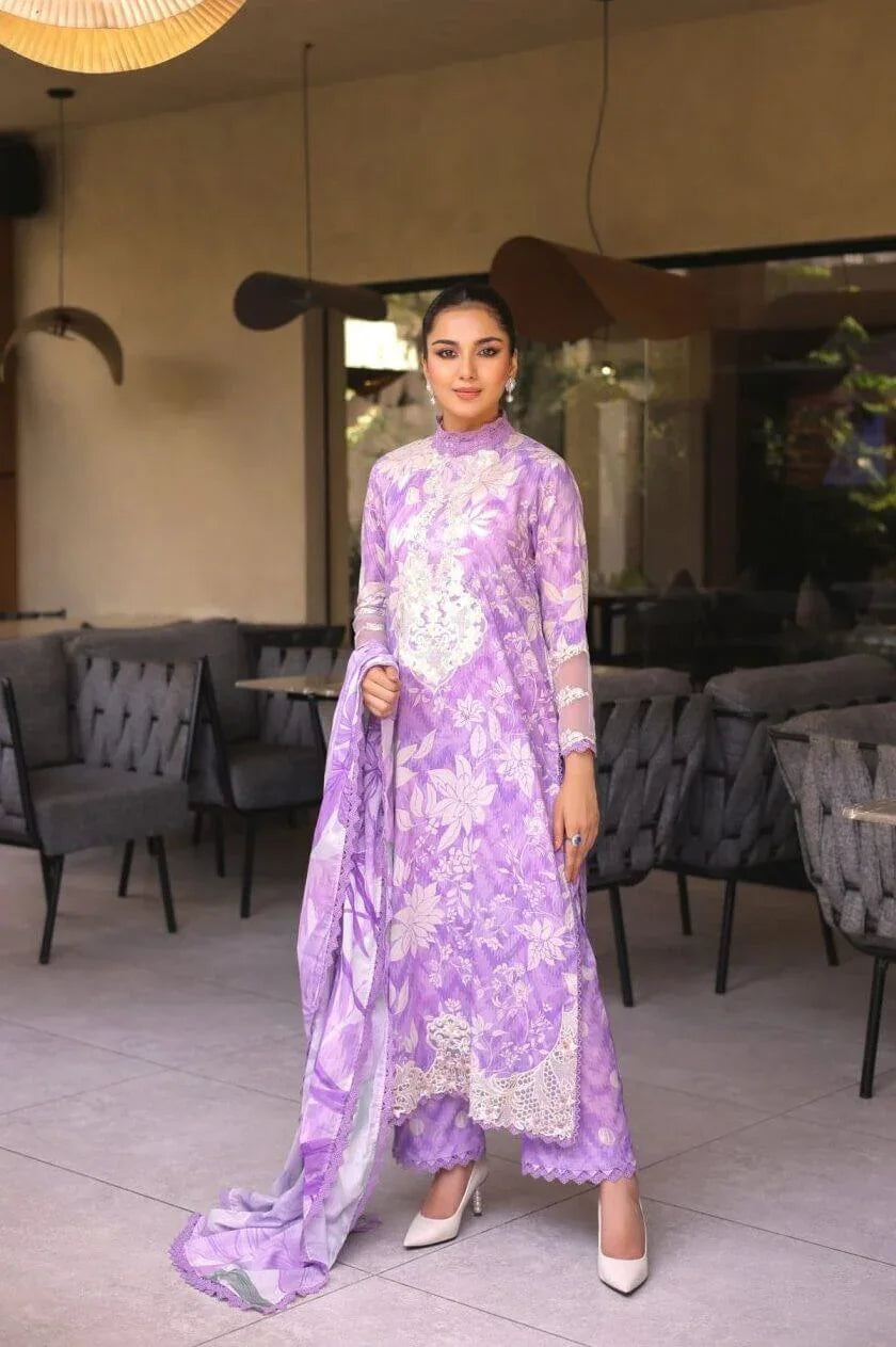ANEELA PURPLE WHITE LAWN - SR FABRICS