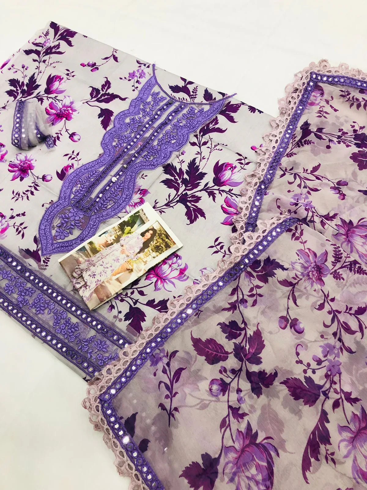 ANEELAS PURPLE LEAVES LAWN - SR FABRICS