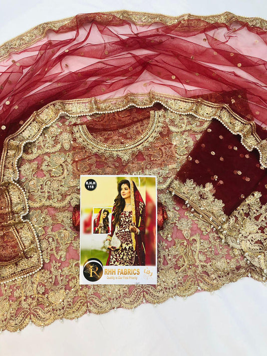 ARIF RIAZ MAHROON SHALWAR KAMEEZ - SR FABRICS