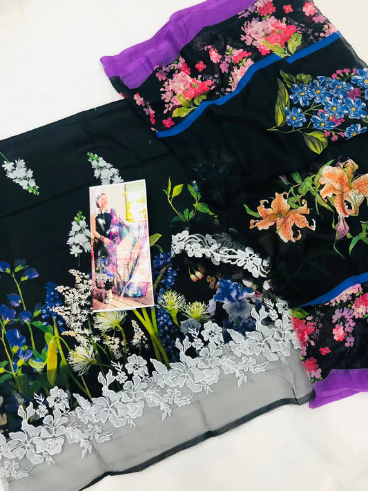 ASIFA AND NABEEL BLACK DIGITAL LAWN - SR FABRICS