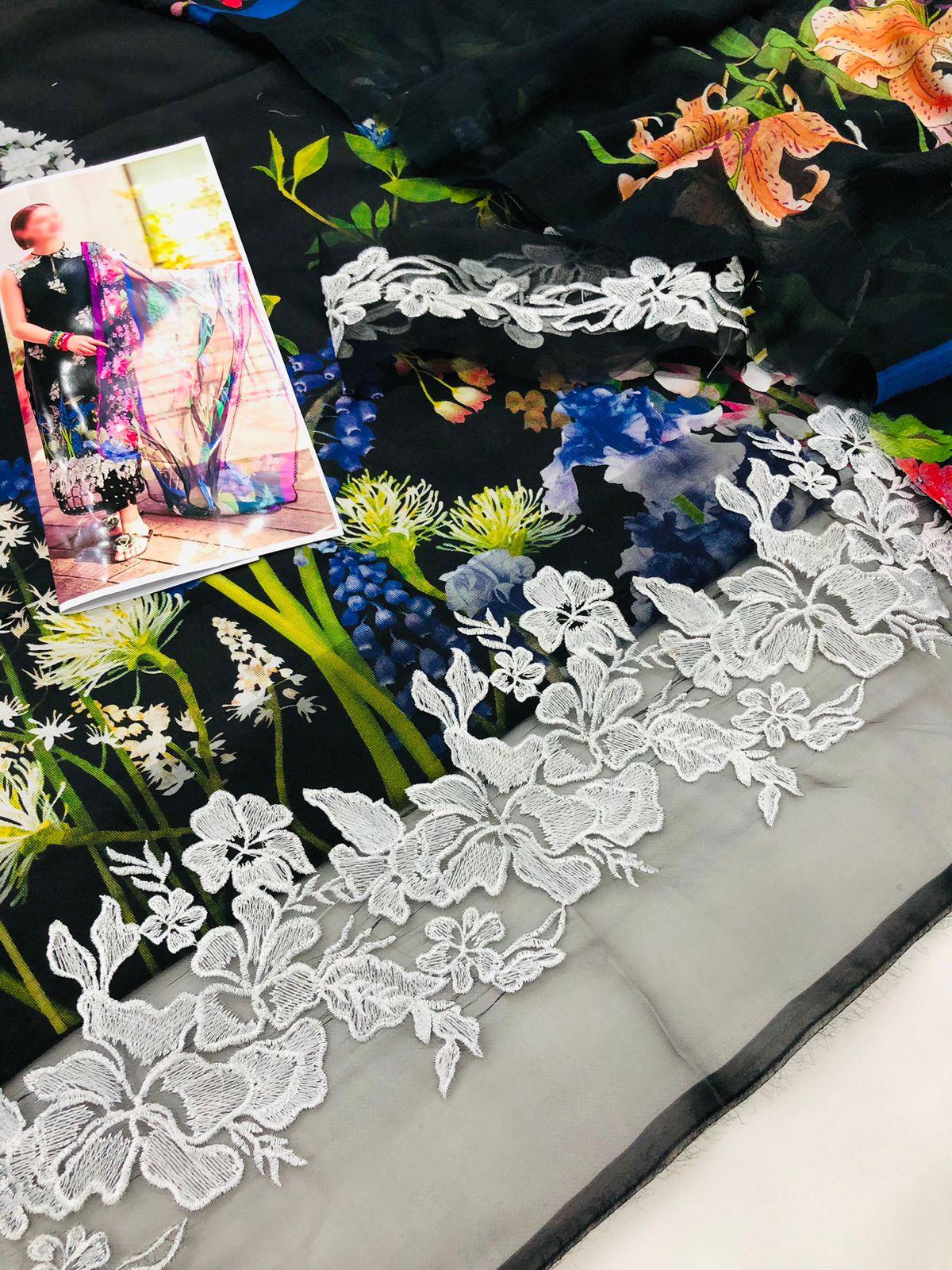 ASIFA AND NABEEL BLACK DIGITAL LAWN - SR FABRICS