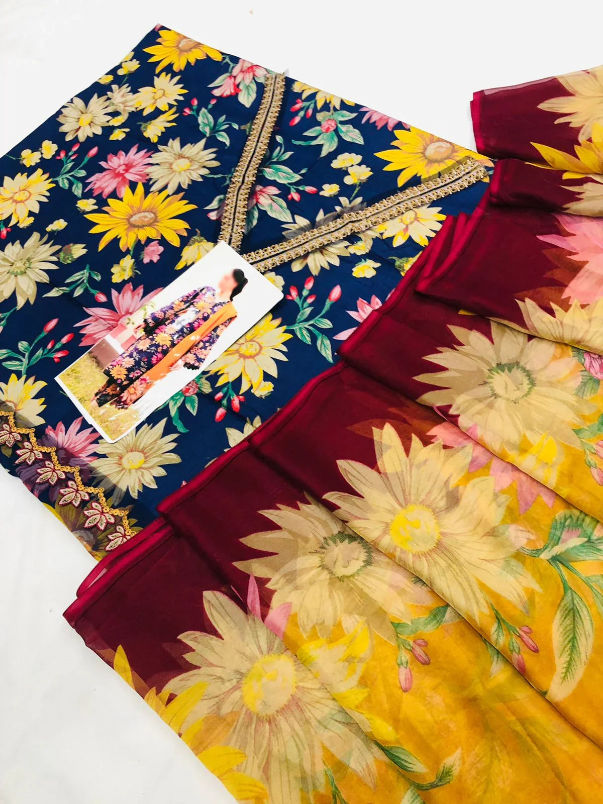 BAROQUE BLUE SUNFLOWERS LAWN - SR FABRICS
