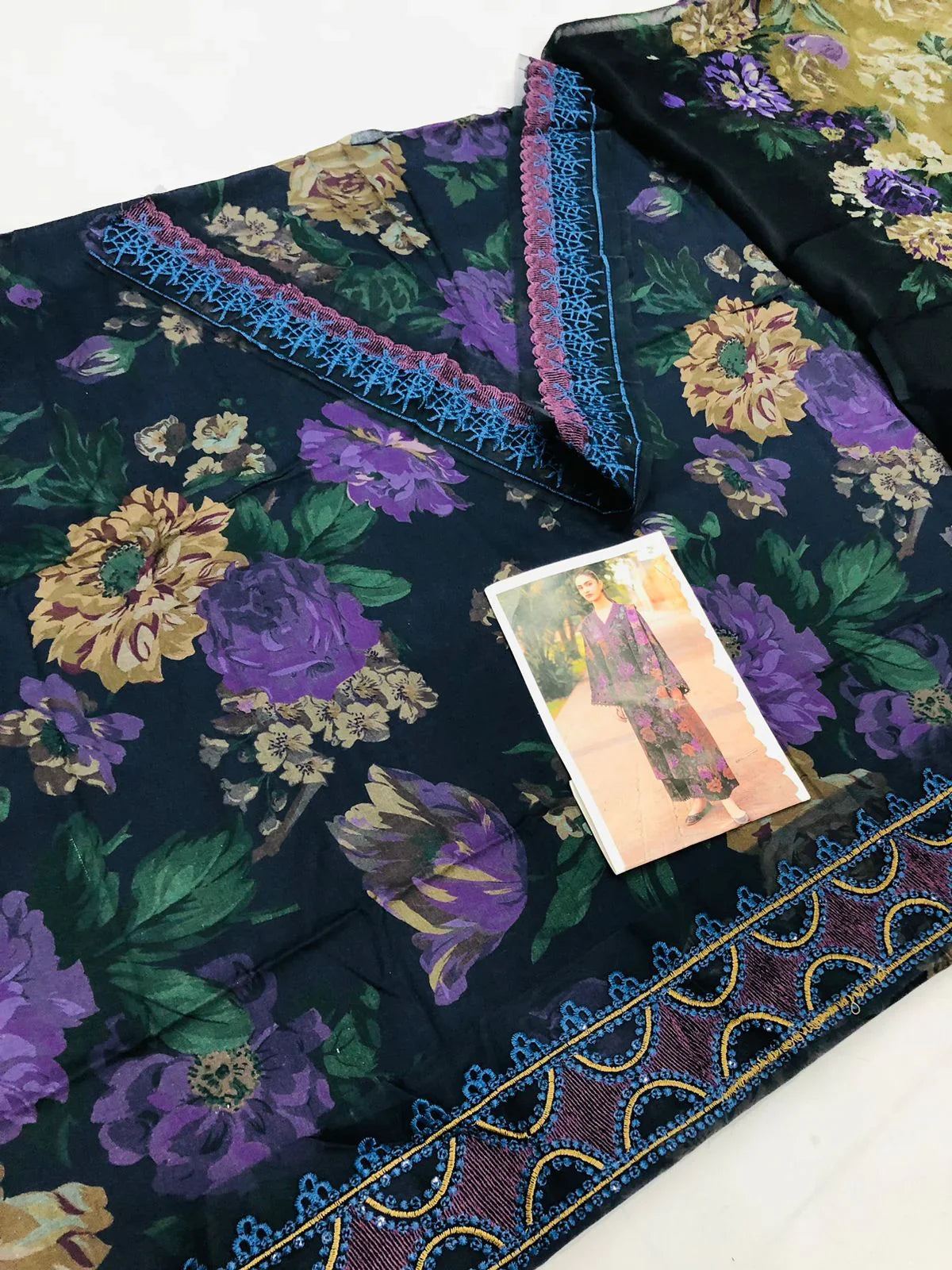 BAROQUE PURPLISH BLUE LAWN - SR FABRICS