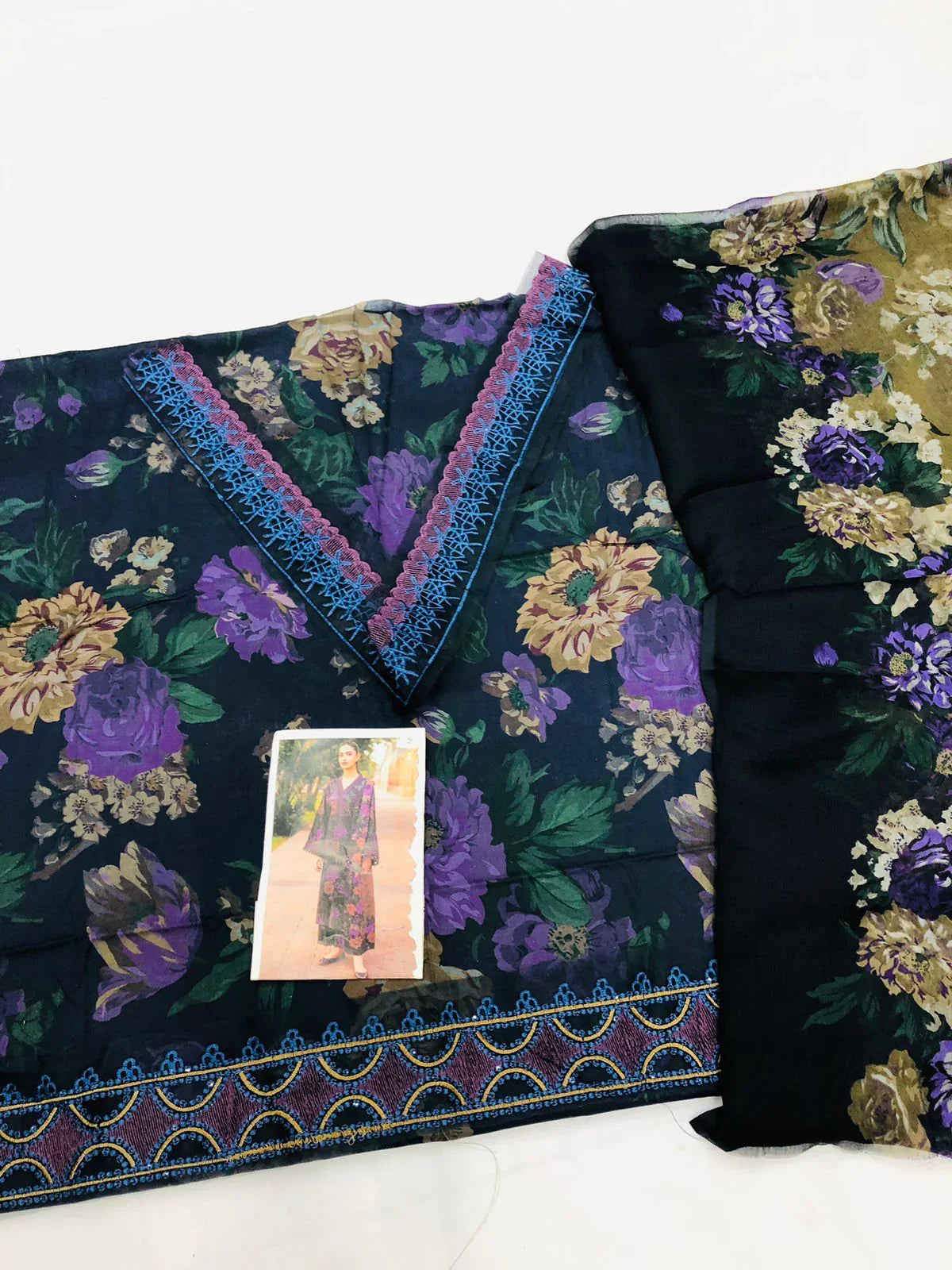 BAROQUE PURPLISH BLUE LAWN - SR FABRICS