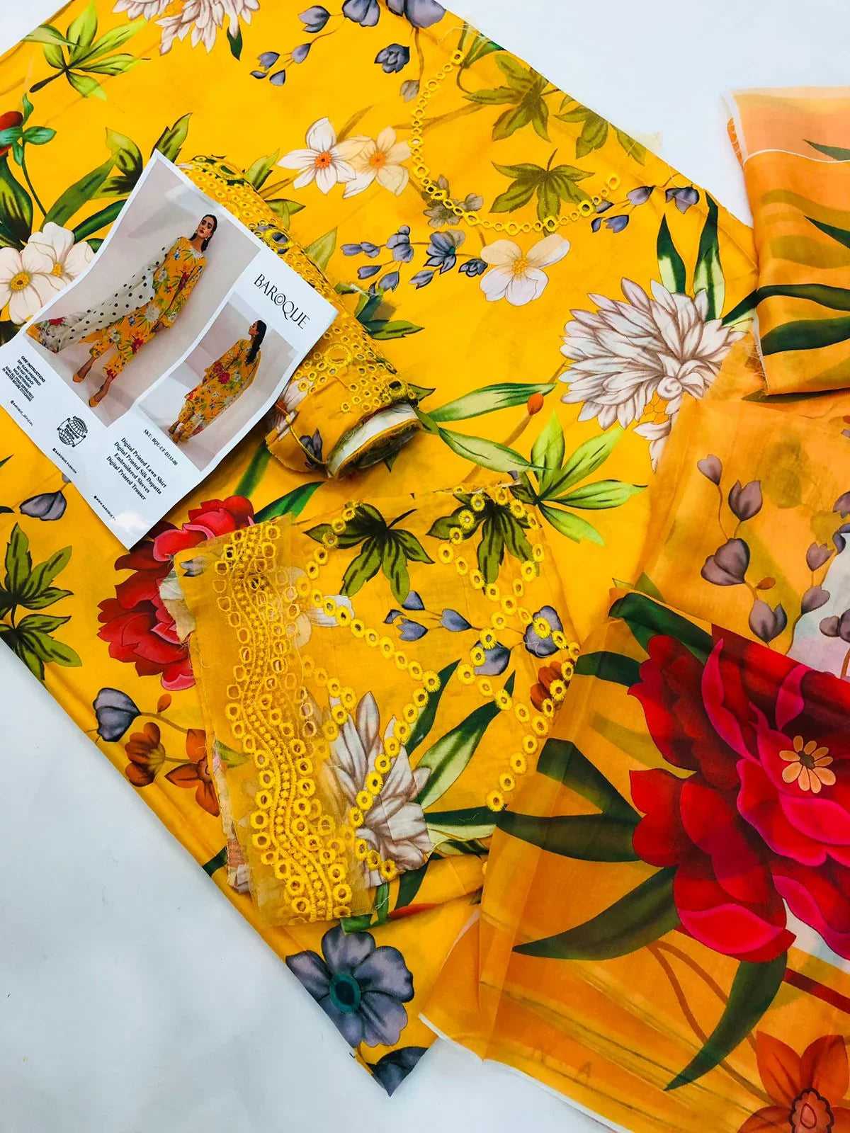 BAROQUE YELLOW LAWN - SR FABRICS