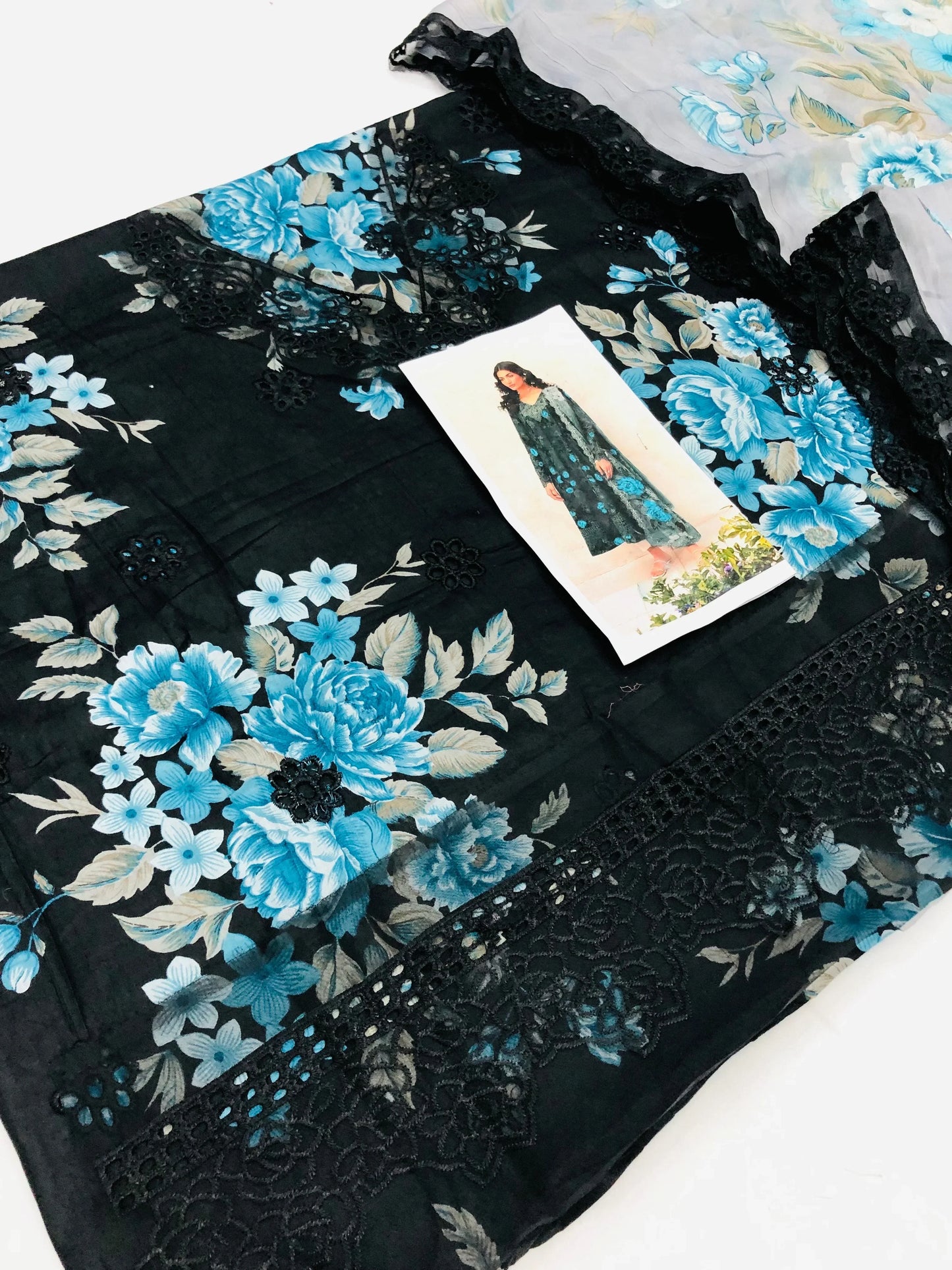 BLACK CHICKEN KARI LAWN - SR FABRICS