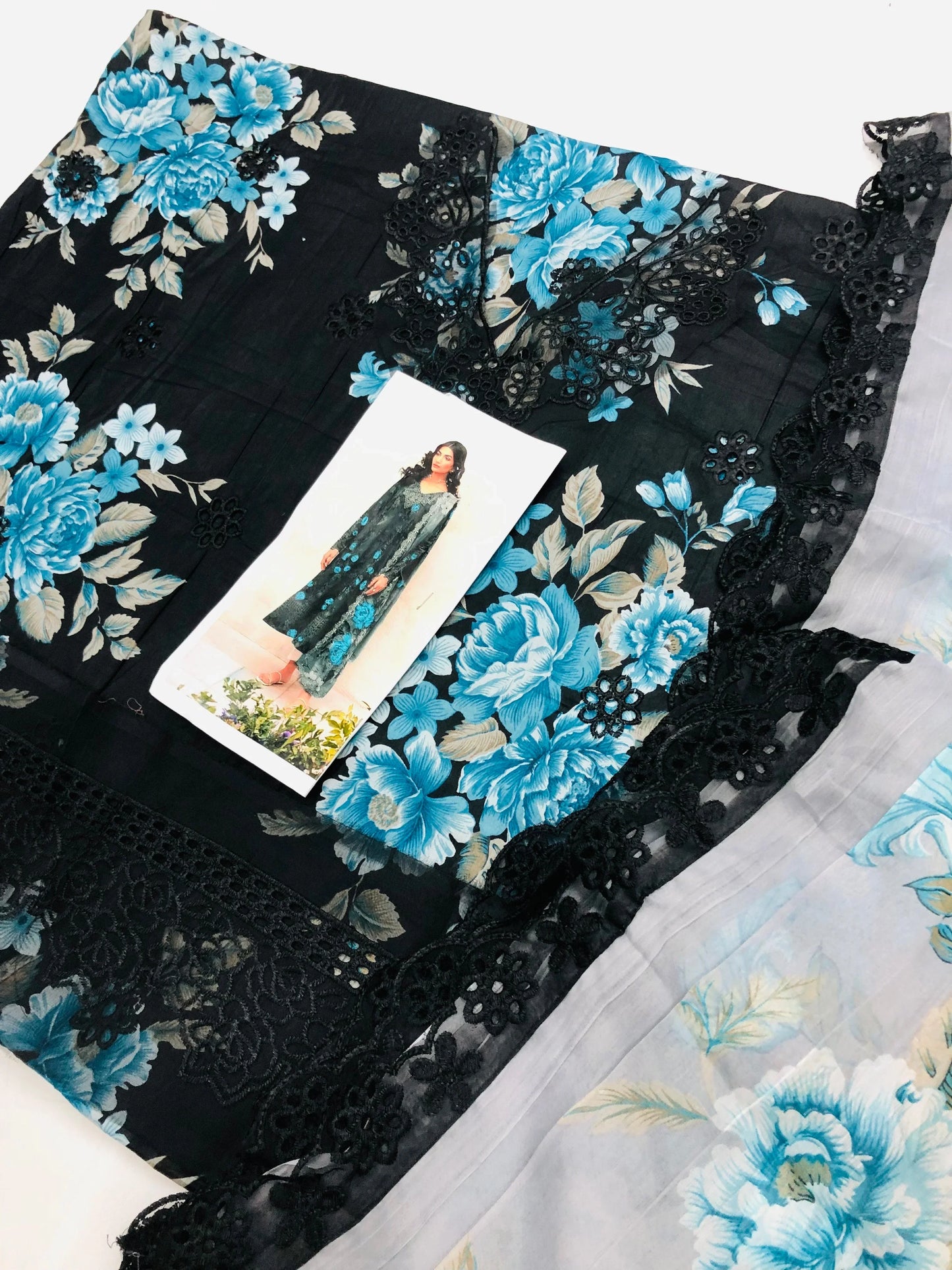 BLACK CHICKEN KARI LAWN - SR FABRICS