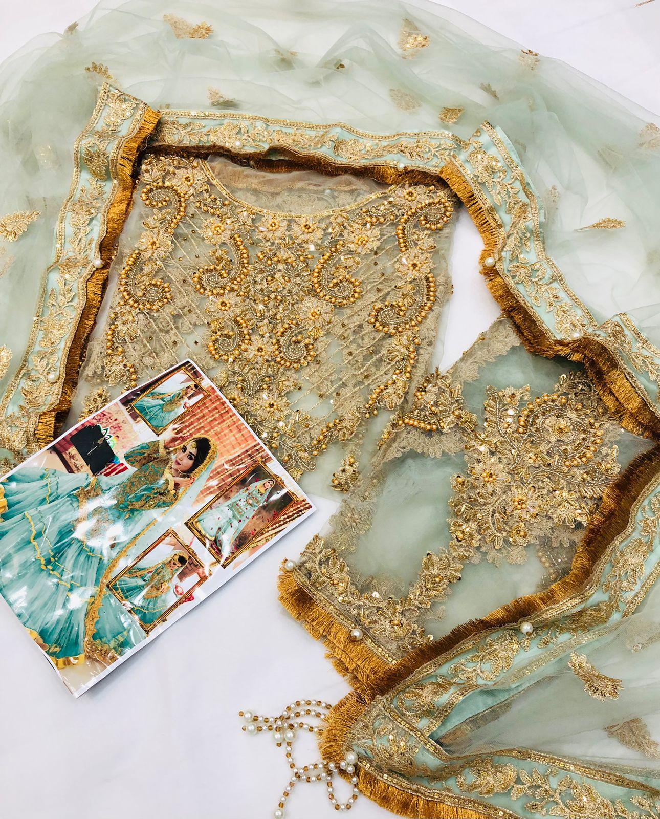 BRIDAL ENGLISH GREEN GARARA - SR FABRICS