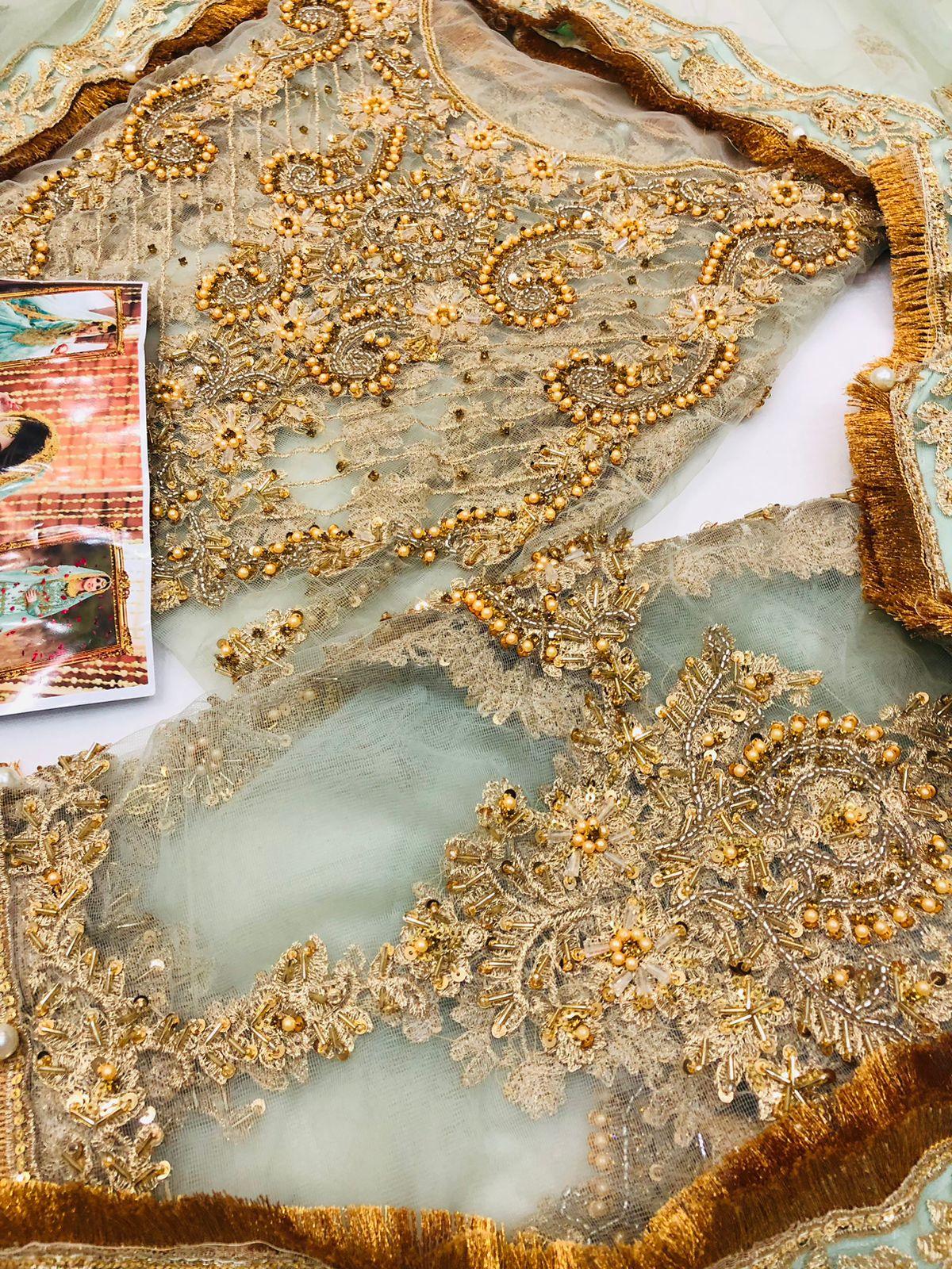 BRIDAL ENGLISH GREEN GARARA - SR FABRICS