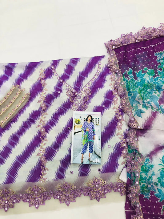 CHARIZMA ZEBRA PURPLE LAWN - SR FABRICS