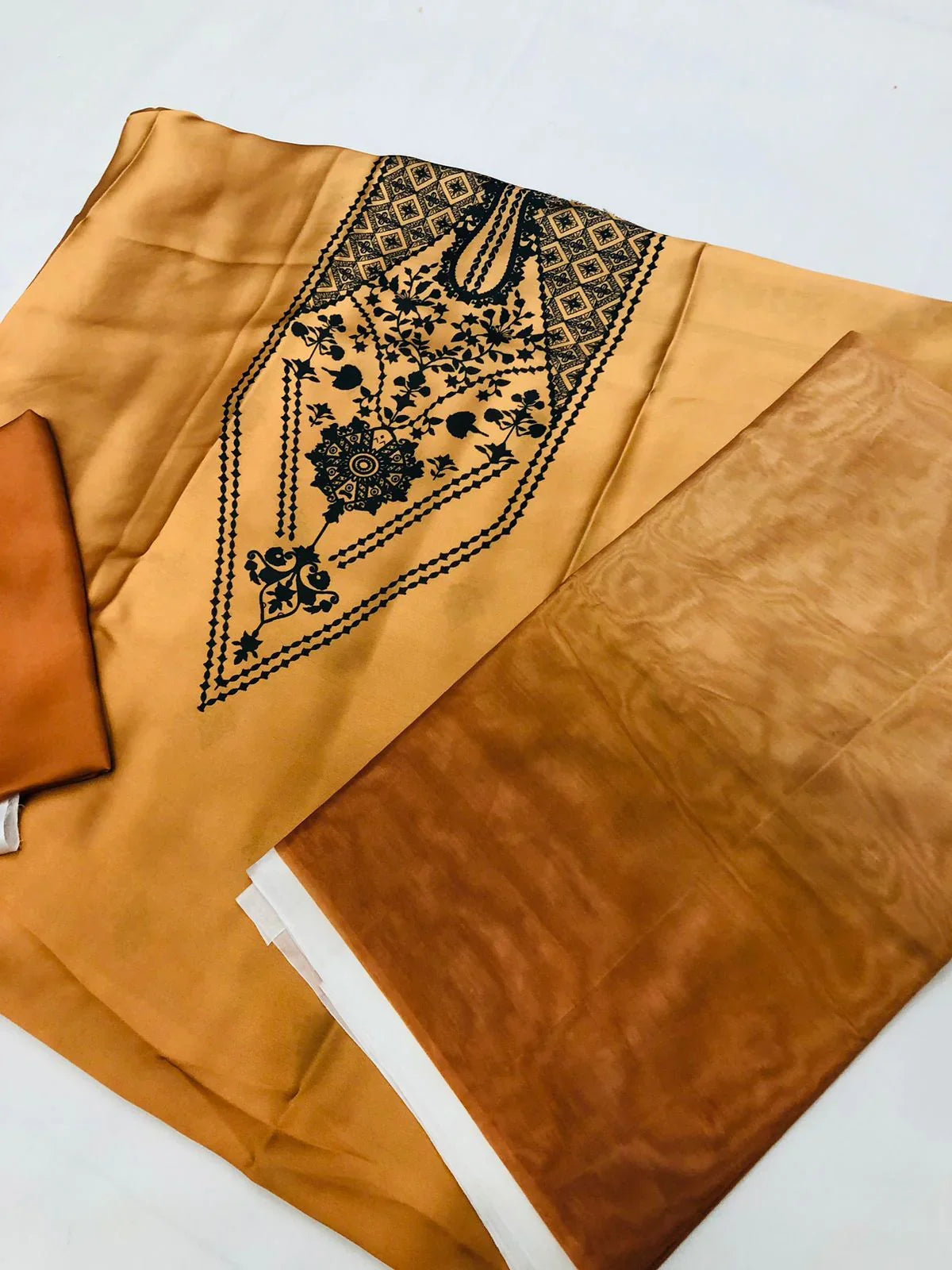 CHINA SILK MUSTARD DRESS - SR FABRICS