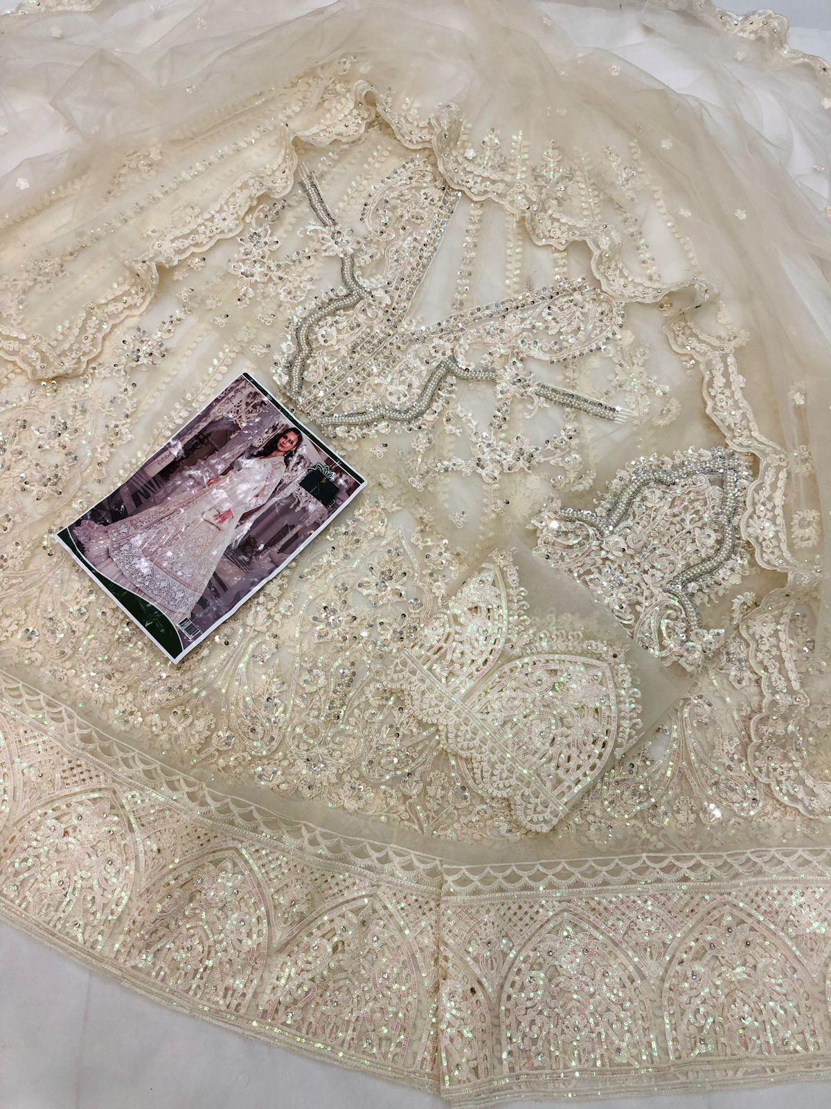 CREAM WHITE HEAVY NET MAKSI - SR FABRICS