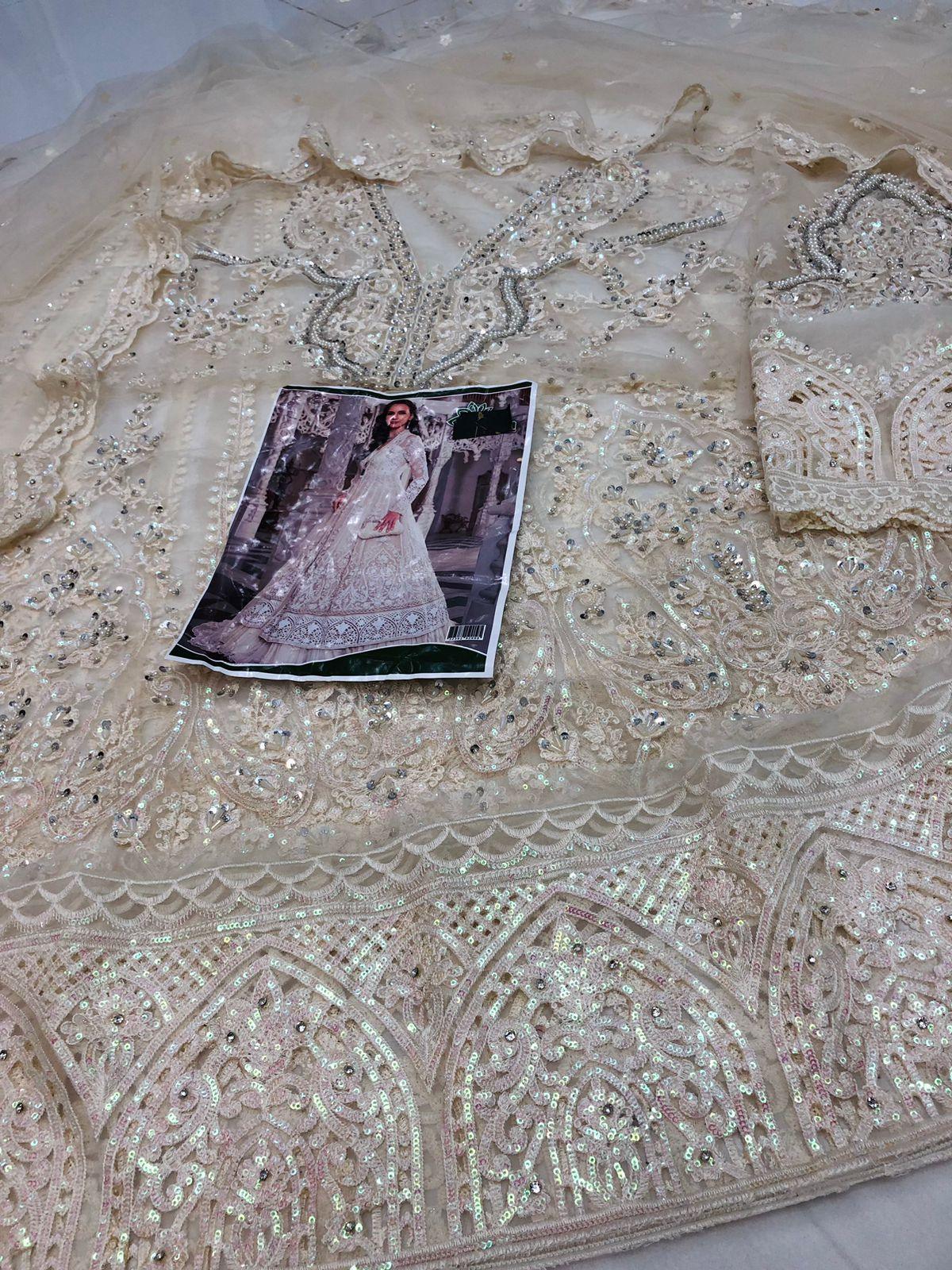 CREAM WHITE HEAVY NET MAKSI - SR FABRICS