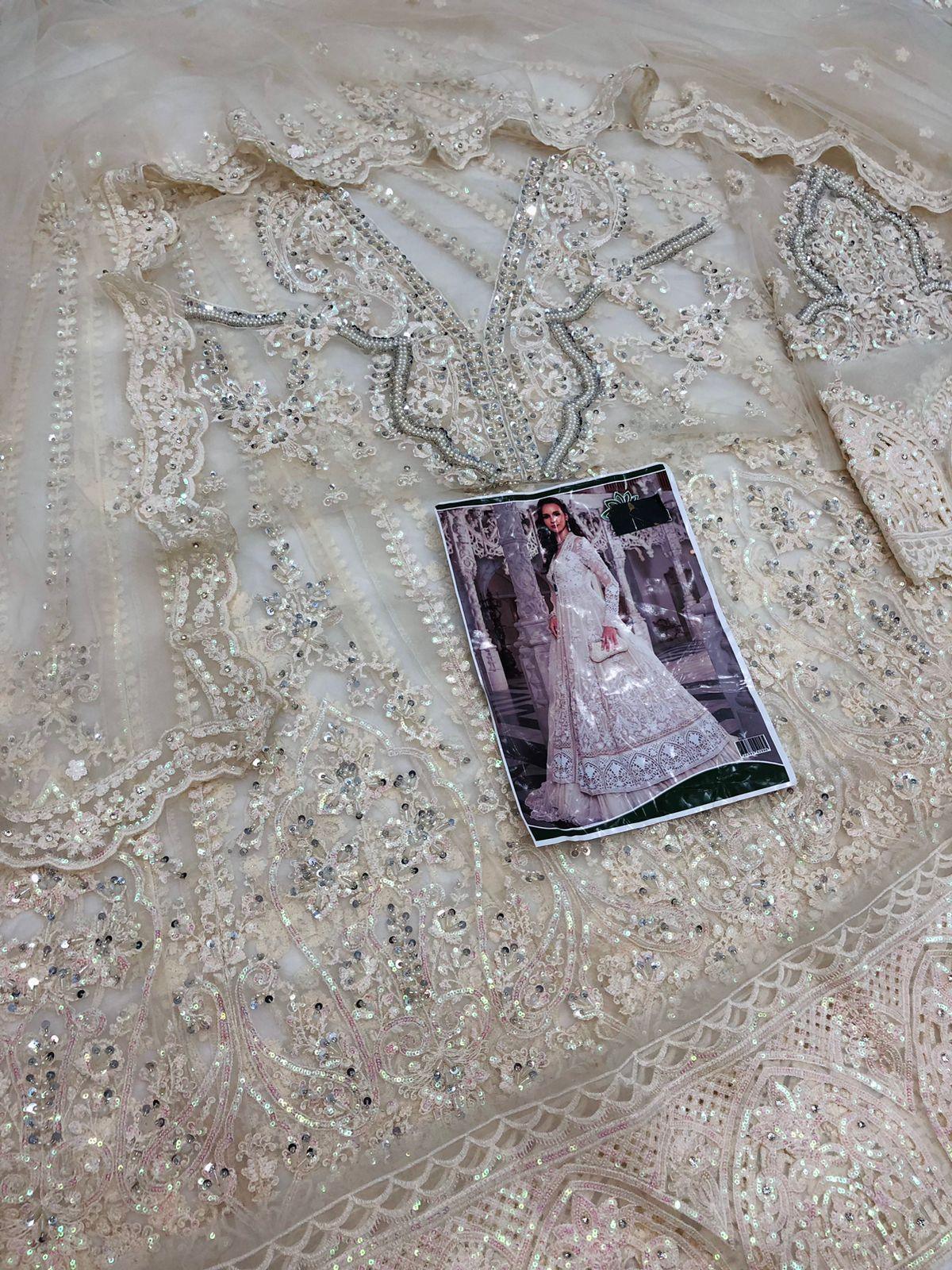 CREAM WHITE HEAVY NET MAKSI - SR FABRICS
