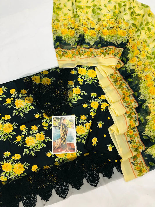 ELAF BLACK DIGITAL LAWN - SR FABRICS