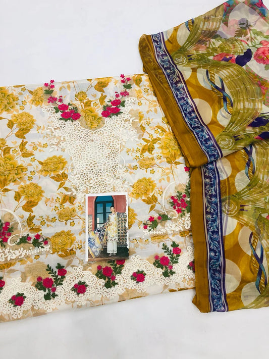ELAF GOLD DIGITAL LAWN - SR FABRICS