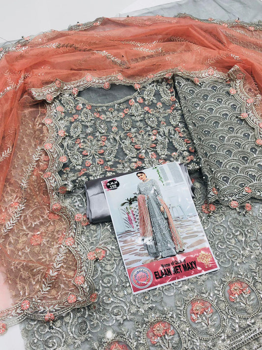 ELAN GREY PEACH NET MAKSI - SR FABRICS