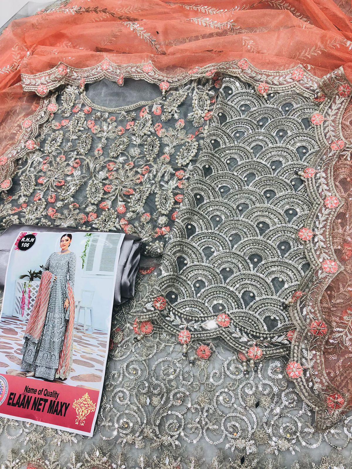 ELAN GREY PEACH NET MAKSI - SR FABRICS