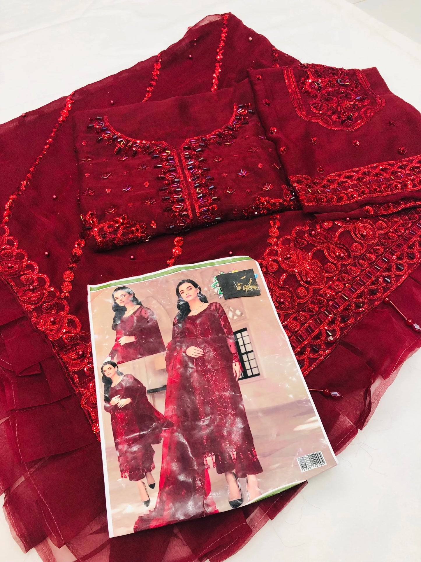 EMAAN MAHROON CHIFFON - SR FABRICS