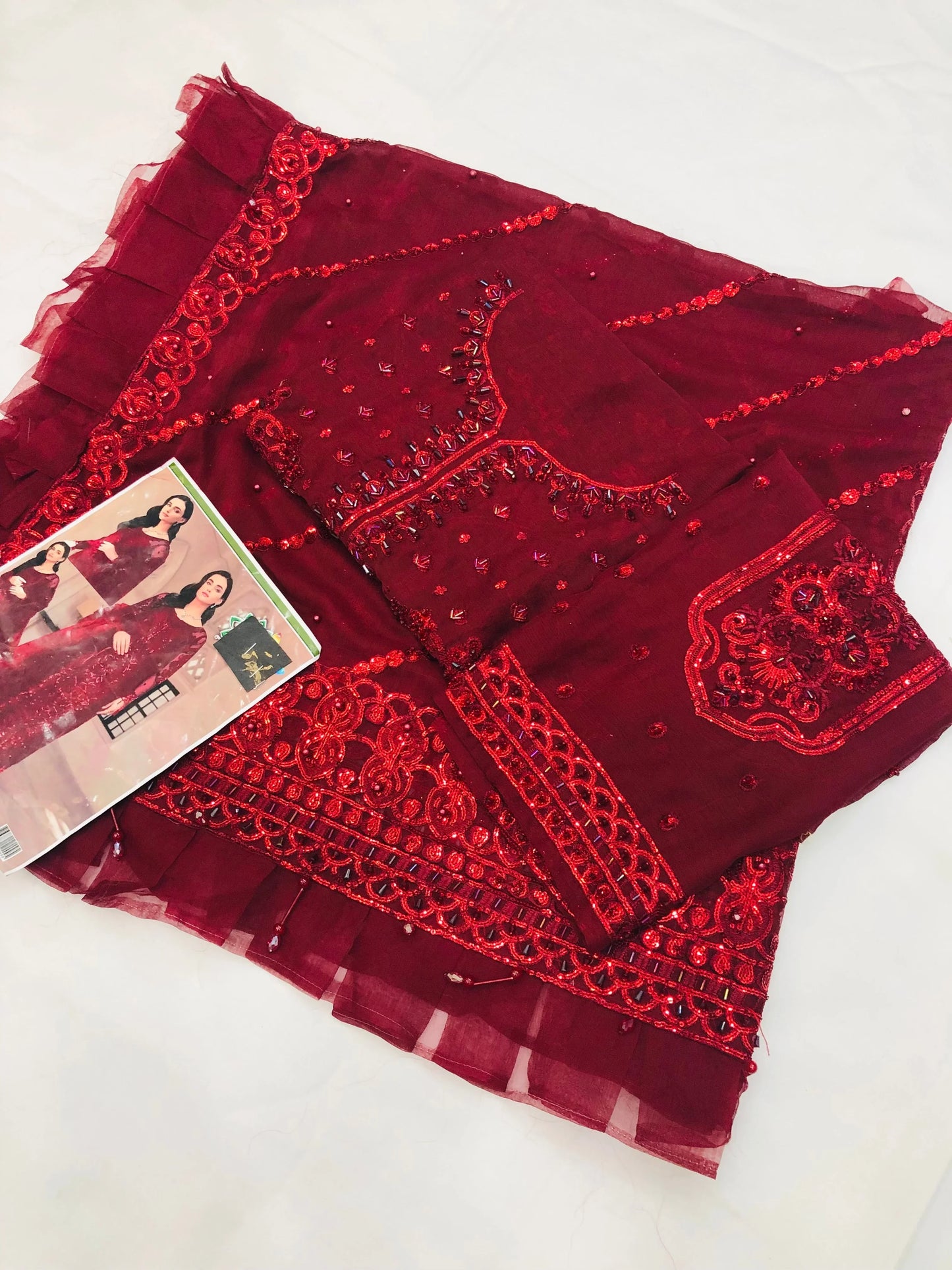 EMAAN MAHROON CHIFFON - SR FABRICS