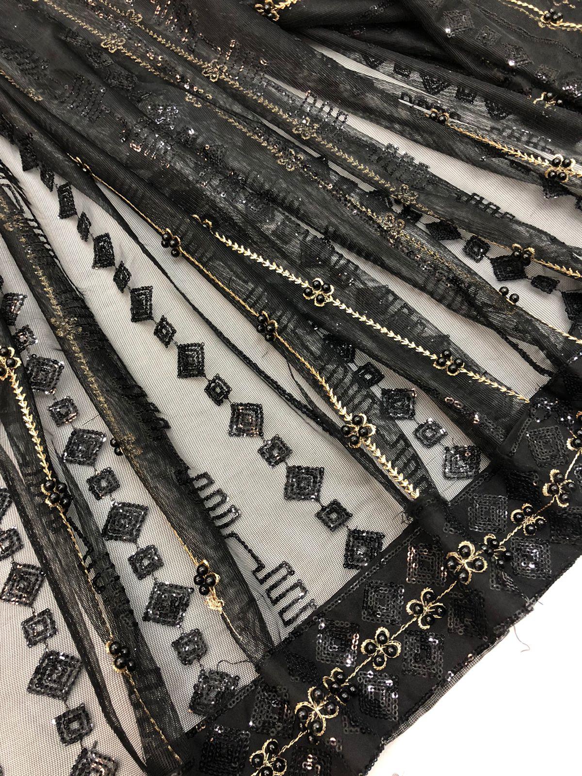 HASEEN BLACK SAREE THREE - SR FABRICS