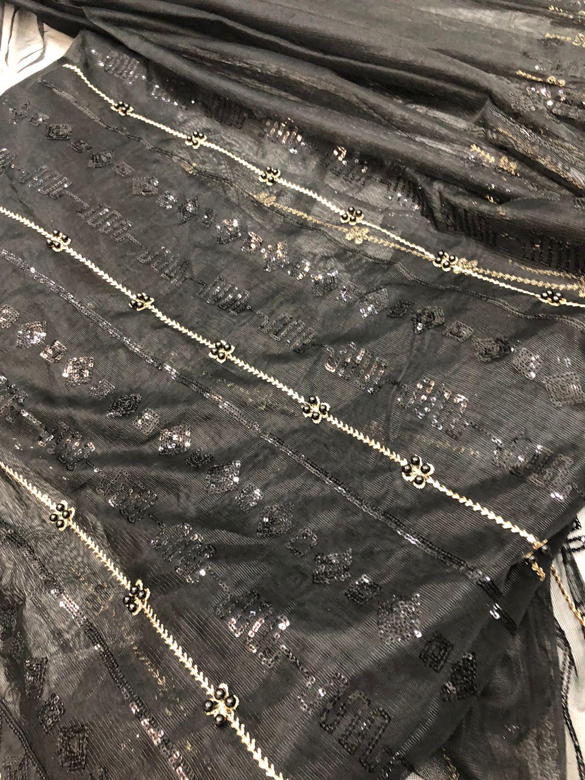 HASEEN BLACK SAREE THREE - SR FABRICS