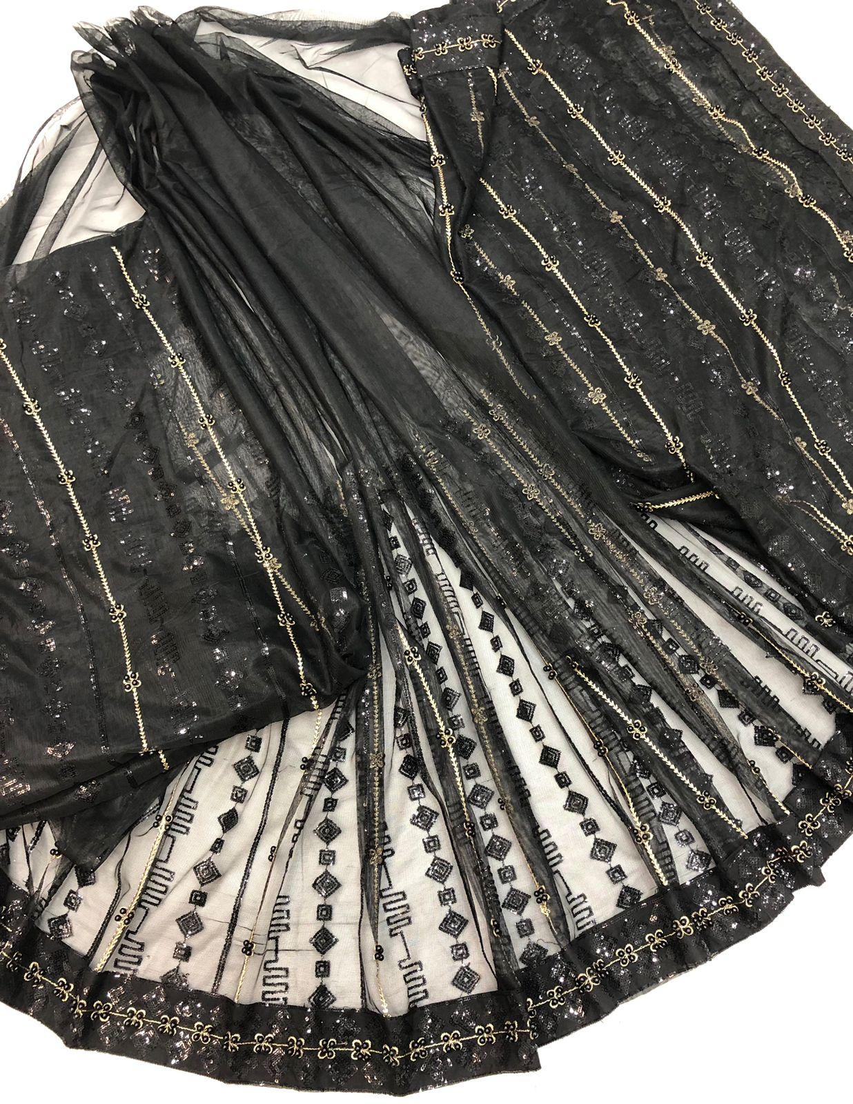HASEEN BLACK SAREE THREE - SR FABRICS