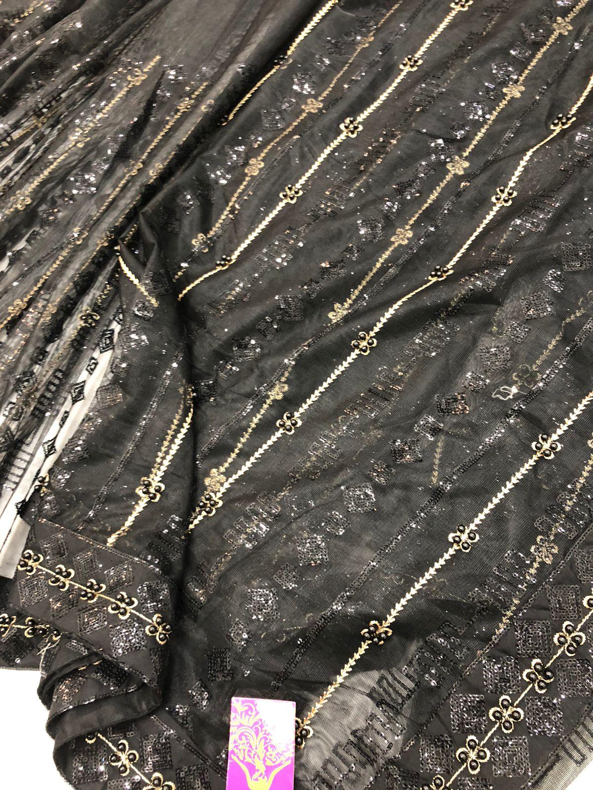 HASEEN BLACK SAREE THREE - SR FABRICS
