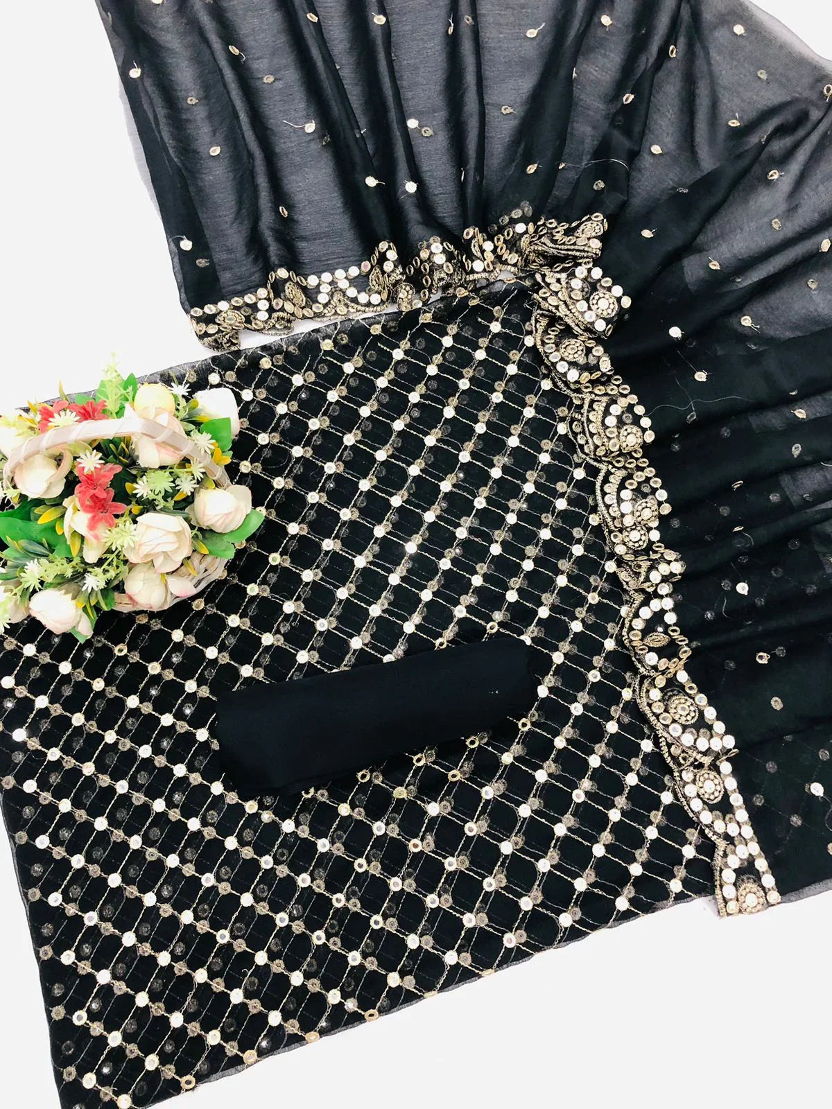 HIBA BUKHARI BLACK SHAFOON SUIT - SR FABRICS