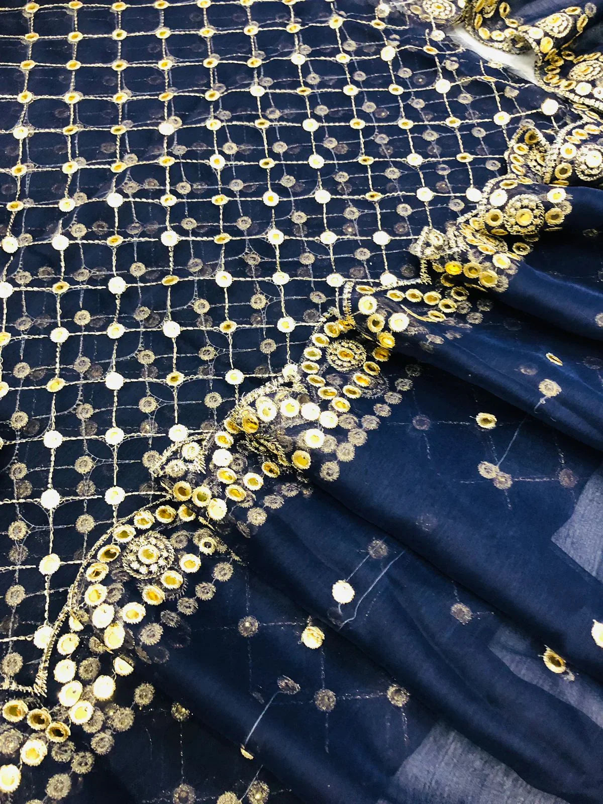 HIBA BUKHARI NAVY BLUE SUIT - SR FABRICS