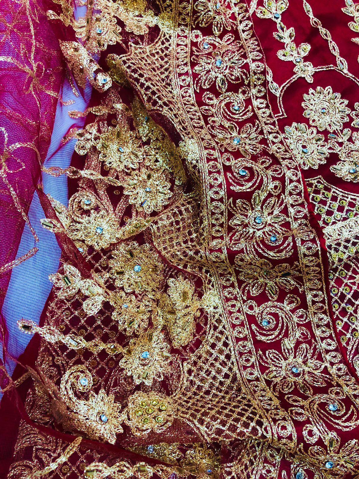 IB 001 RED LEHENGA - SR FABRICS