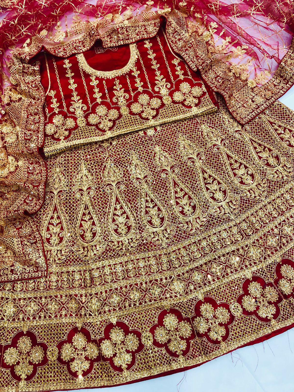 IB 001 RED LEHENGA - SR FABRICS