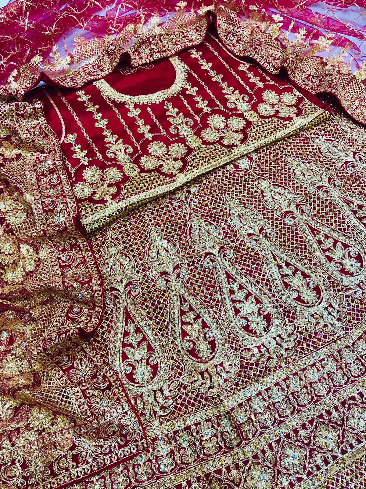IB 001 RED LEHENGA - SR FABRICS