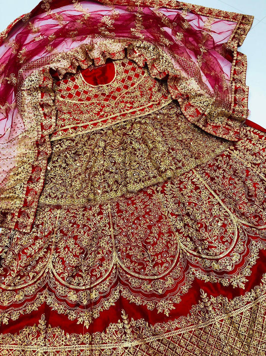 IB 003 RED LEHENGA - SR FABRICS