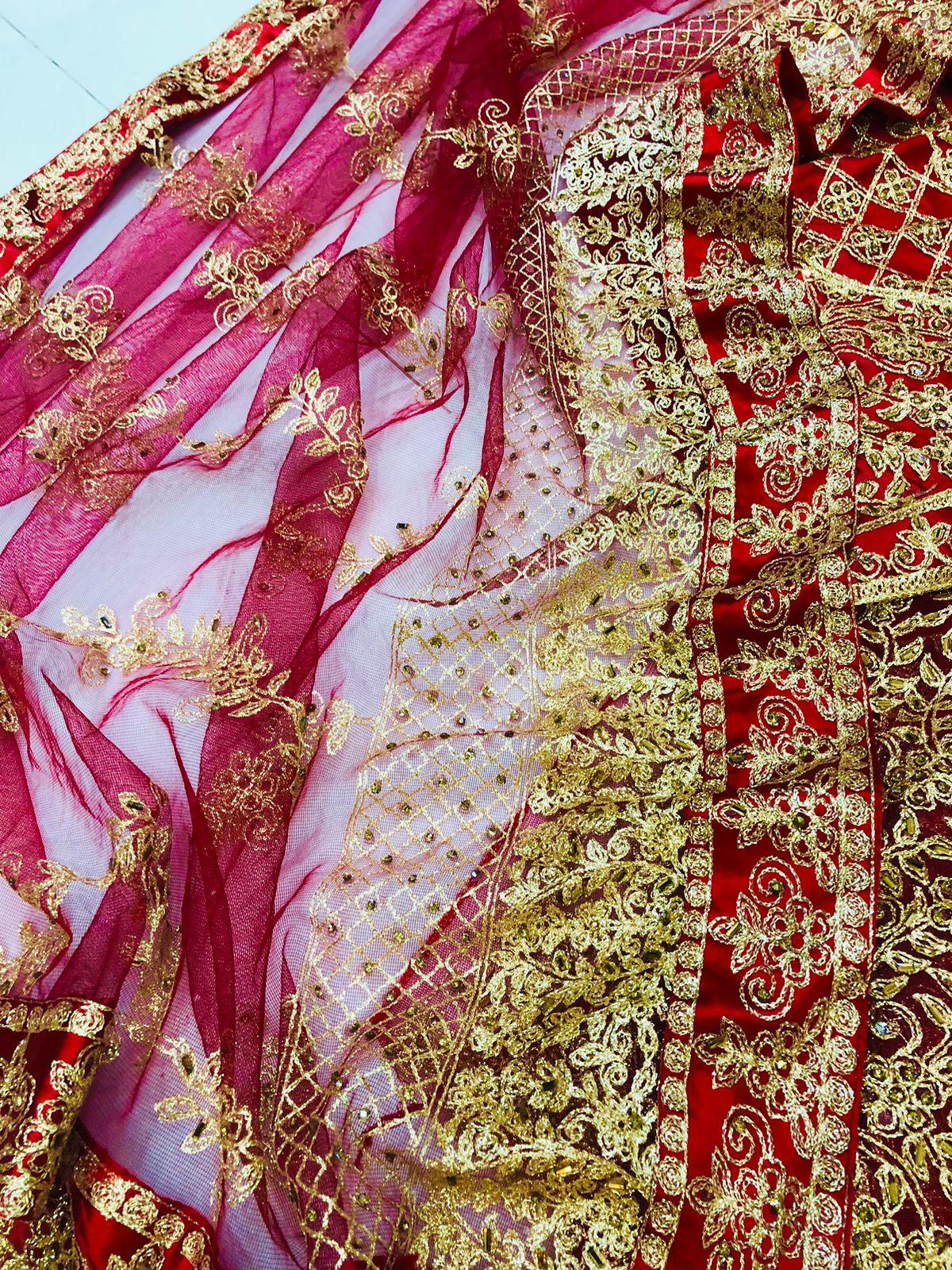 IB 003 RED LEHENGA - SR FABRICS