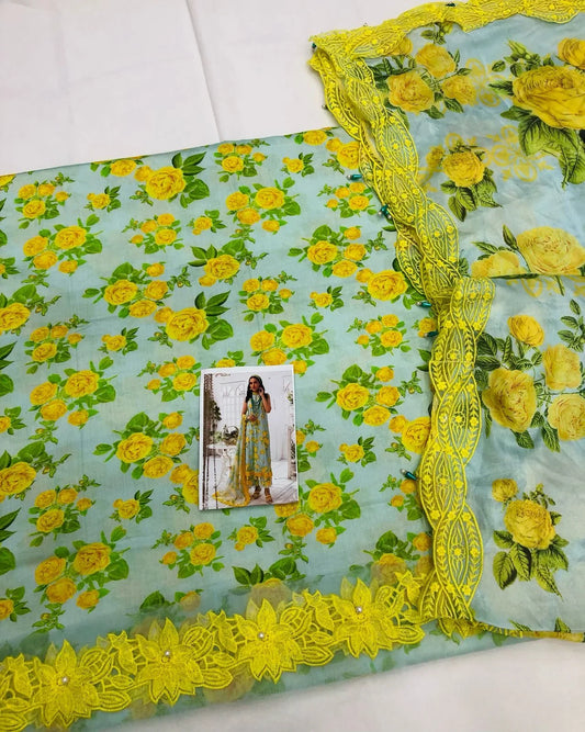 ITTEHAD YELLOW FLOWERS LAWN - SR FABRICS