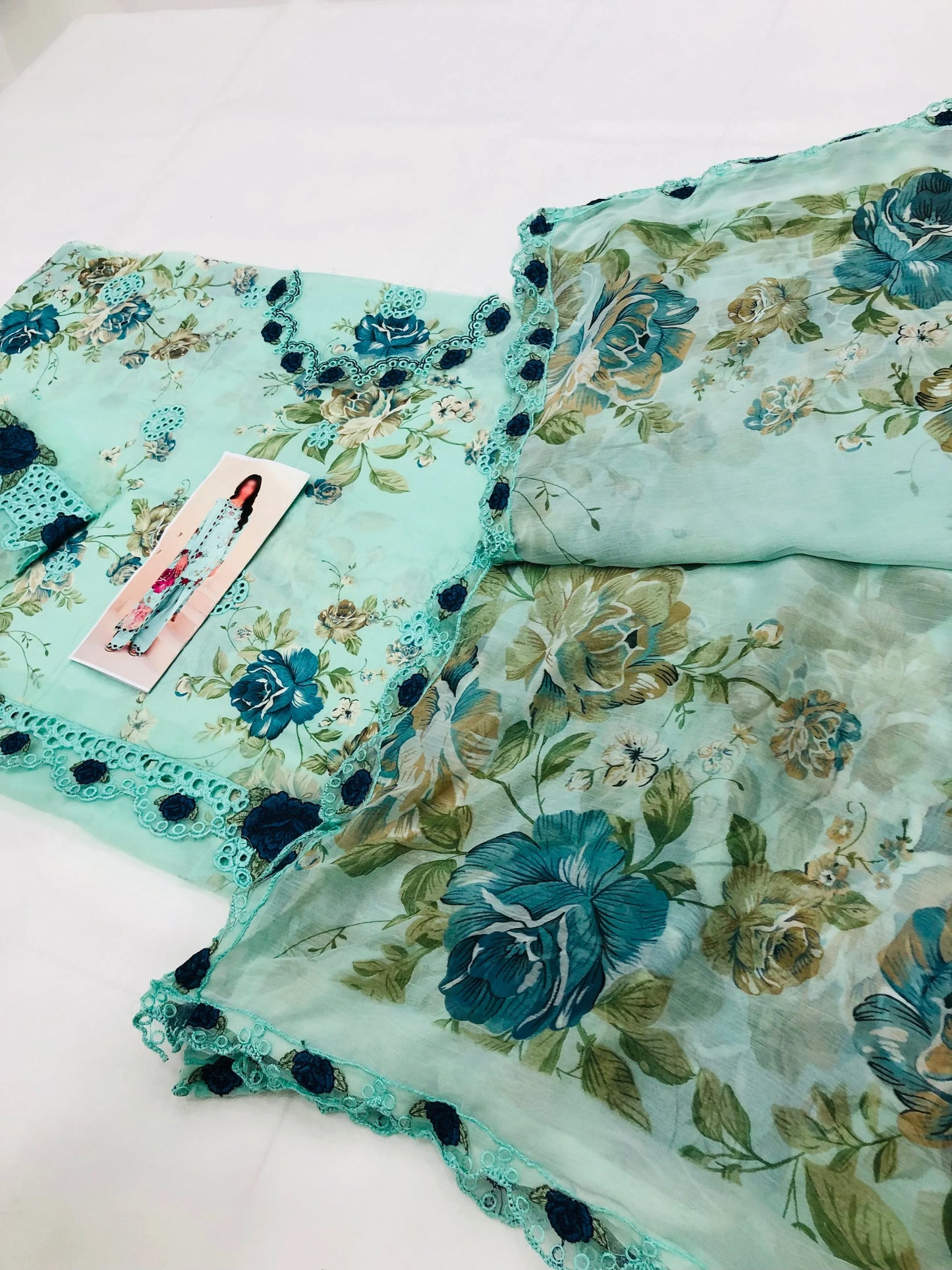 IZNIK AQUA CHICKEN KARI LAWN - SR FABRICS