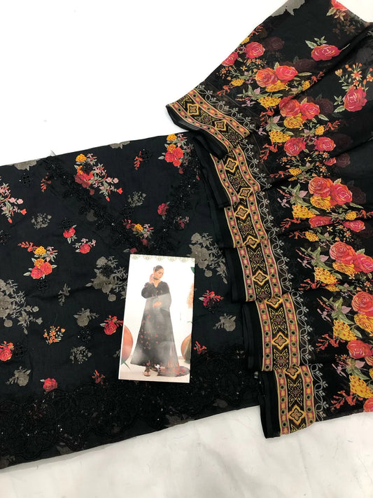 IZNIK BLACK BOMB LAWN - SR FABRICS