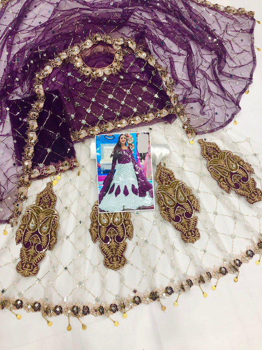 K WHITE PURPLE NET MAKSI - SR FABRICS