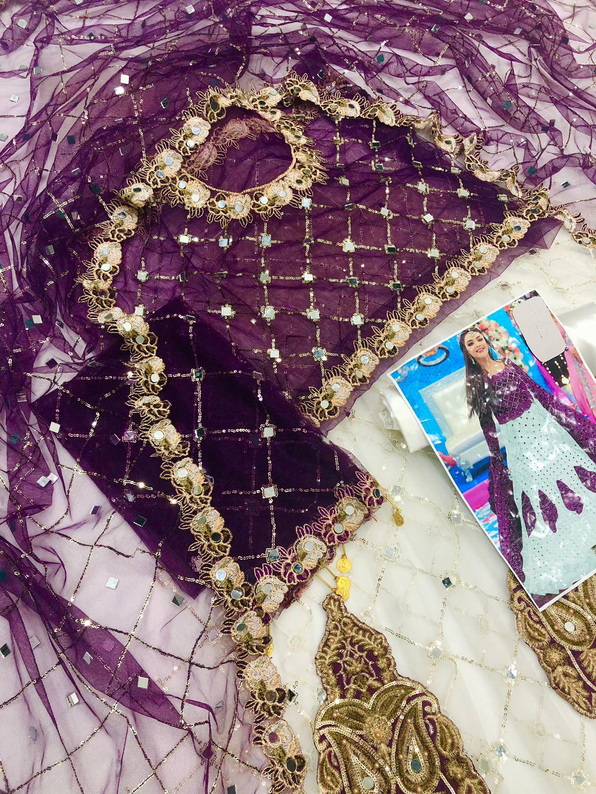 K WHITE PURPLE NET MAKSI - SR FABRICS