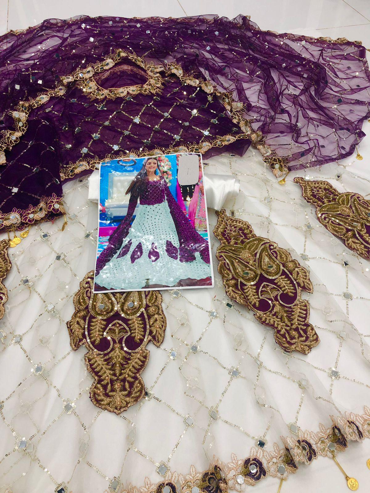 K WHITE PURPLE NET MAKSI - SR FABRICS