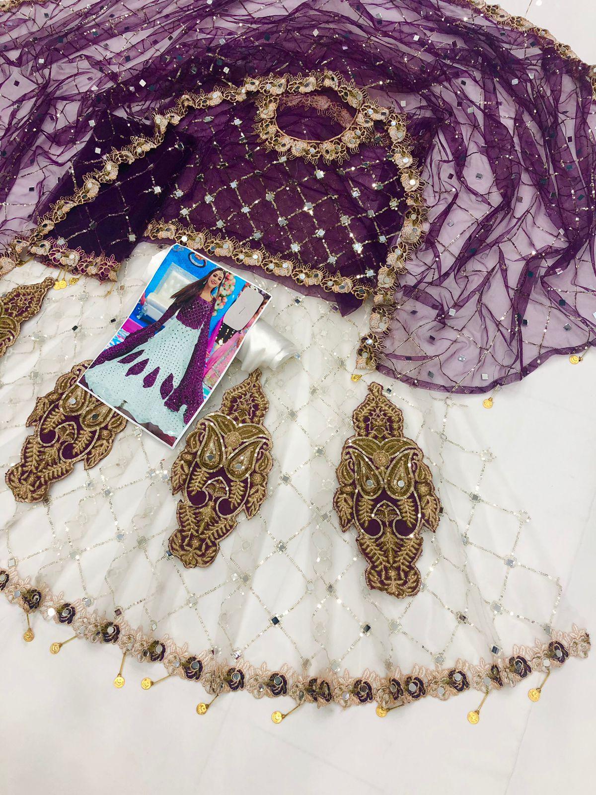 K WHITE PURPLE NET MAKSI - SR FABRICS