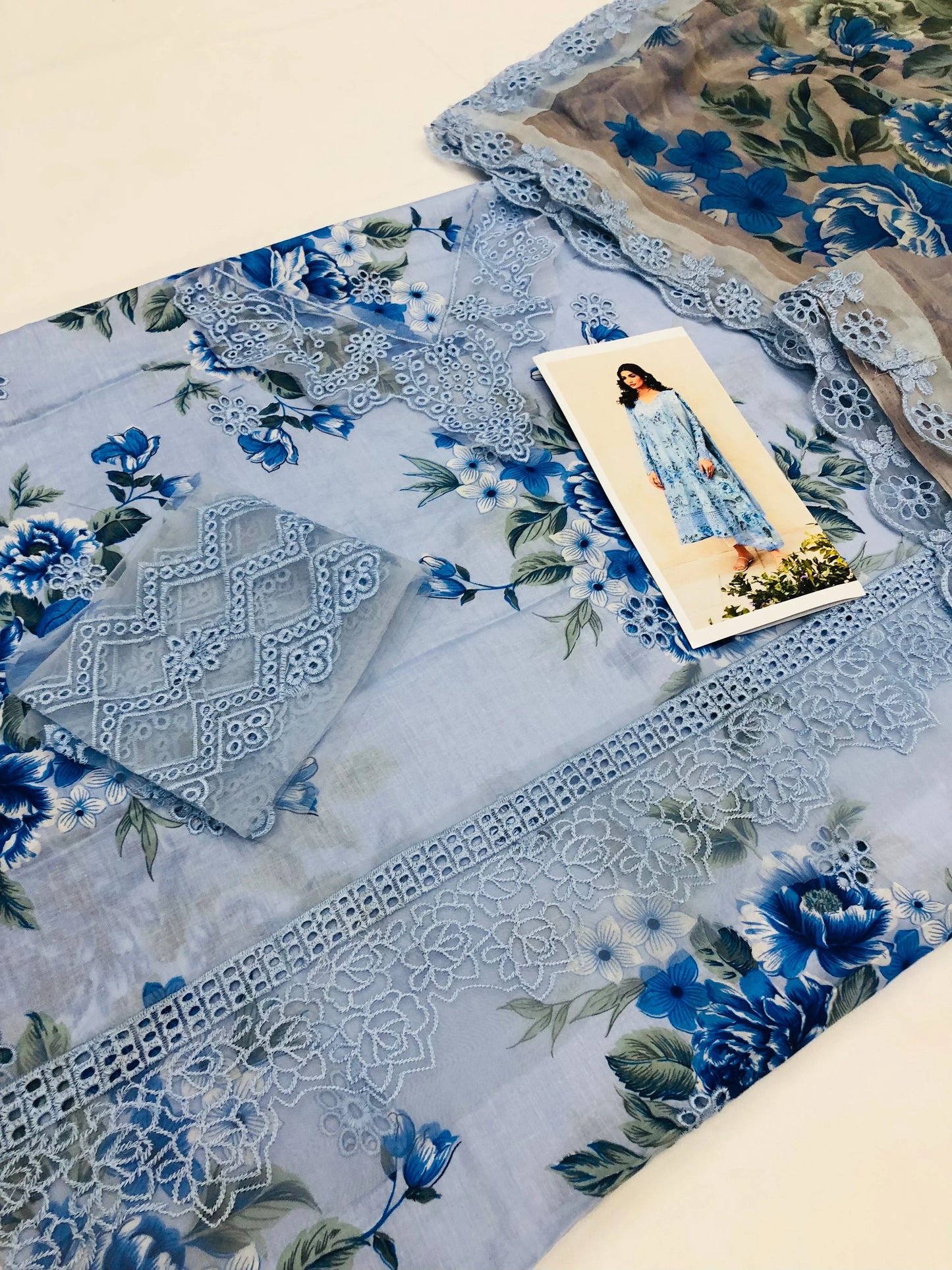 LIGHT BLUE CHICKEN KARI LAWN - SR FABRICS